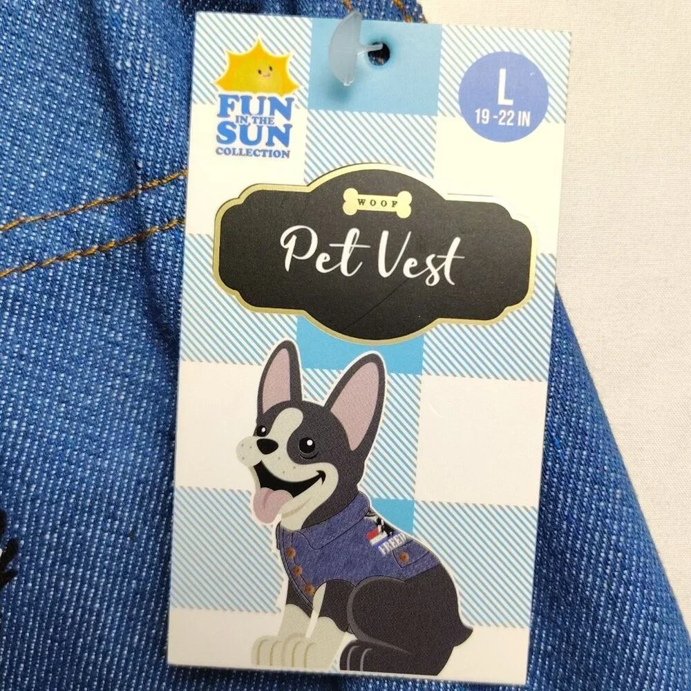 Woof Pet Products Dog Size Large 19 to 22 inches Denim Freedom Eagle Pet Vest